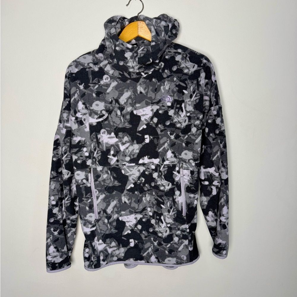 The North Face Women’s TKA Glacier Pullover Fleece Black Gray Hoodie | M